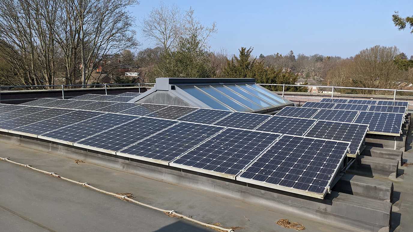 <span><em>Solar panels on the roof of the Caryl Churchill Theatre</em></span><span><br/><b></b></span>