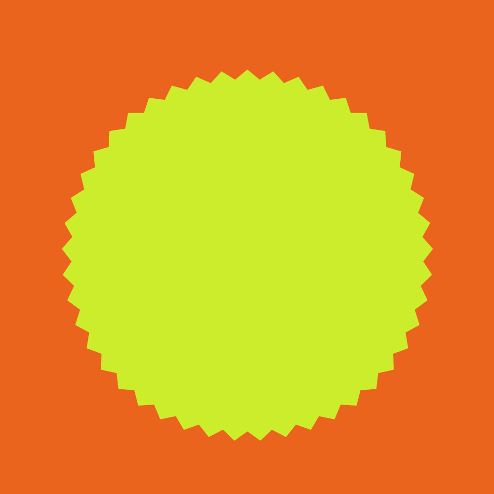Circular pattern block orange and light green