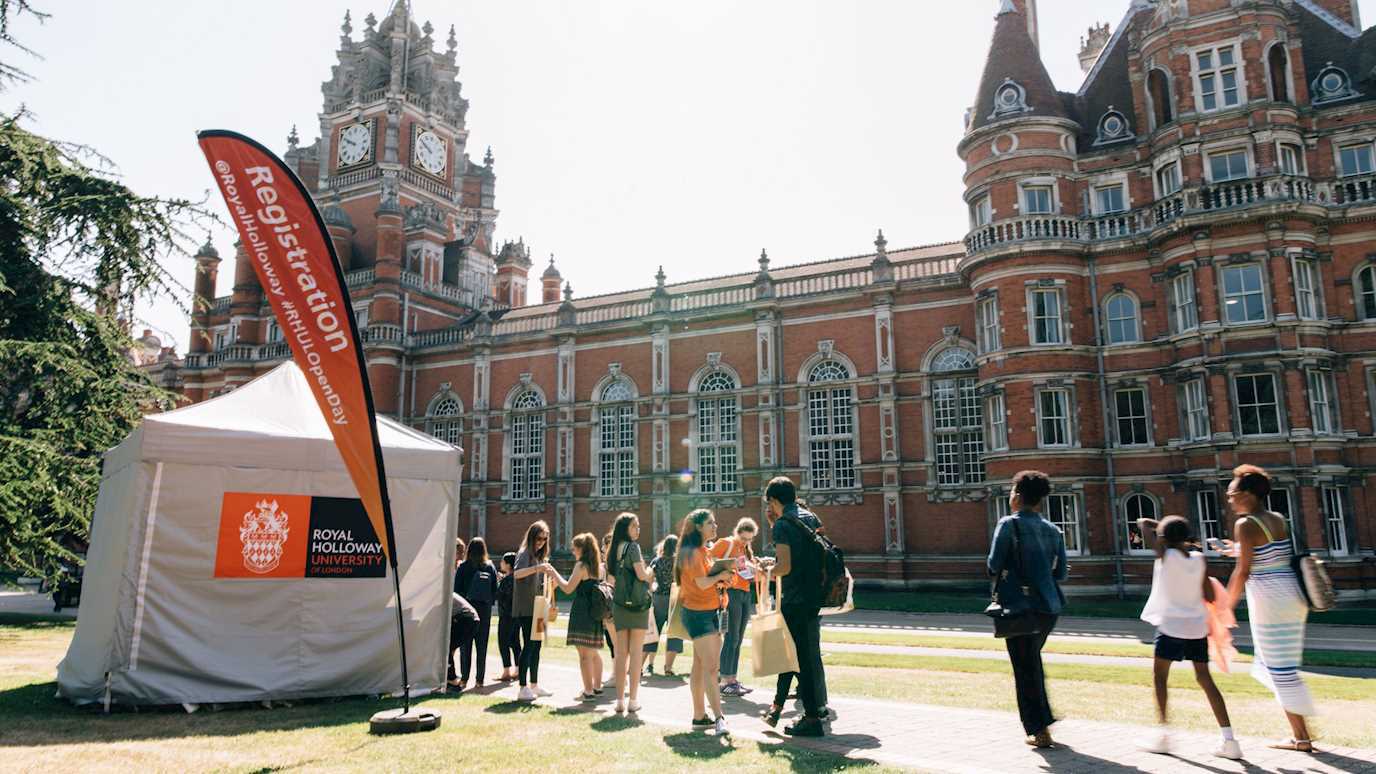 event taking place in front of the founders building - visit royal holloway