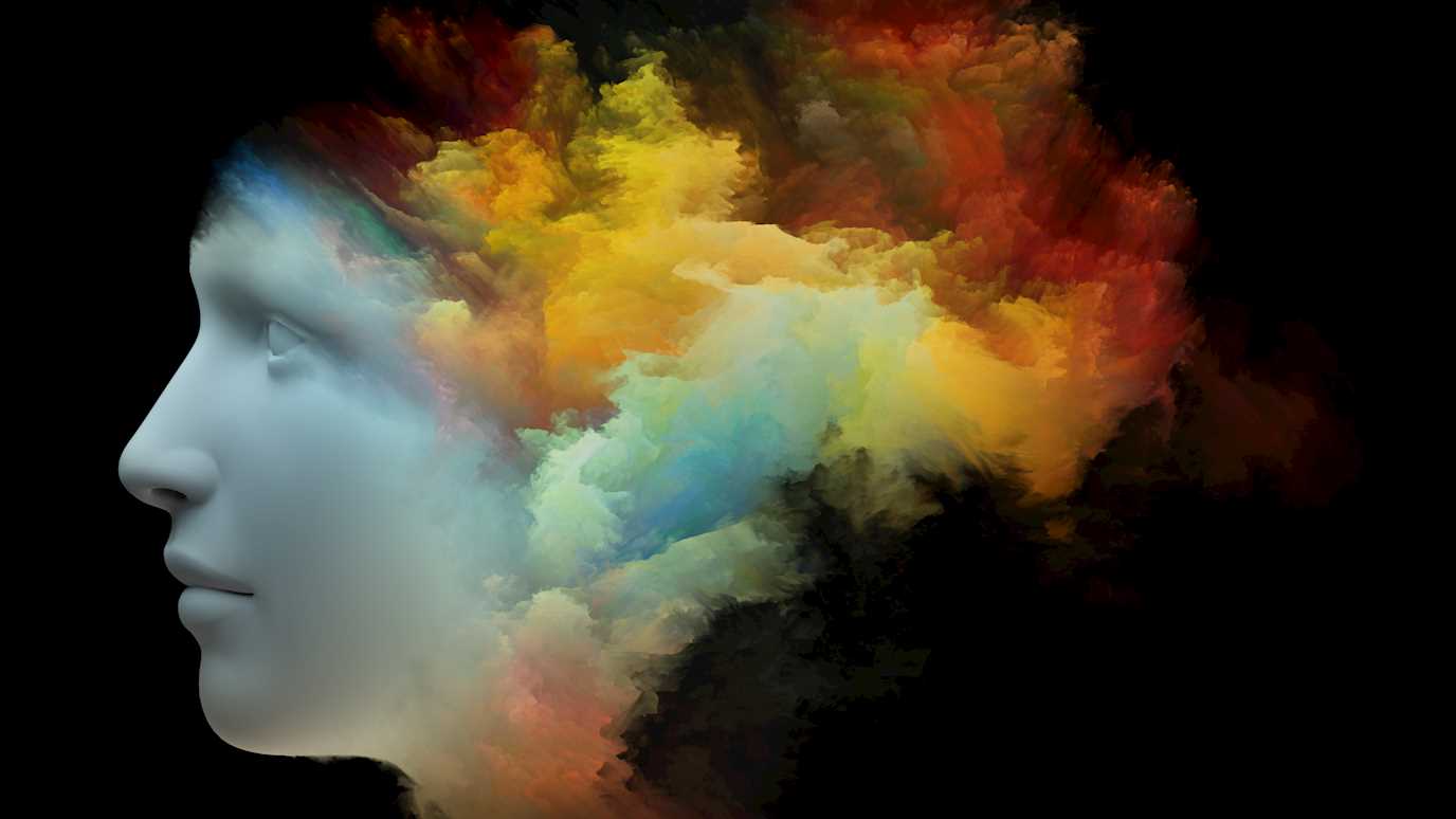 Colour clouds, woman, philosophical thinking, vibrant, abstract - Philosophy