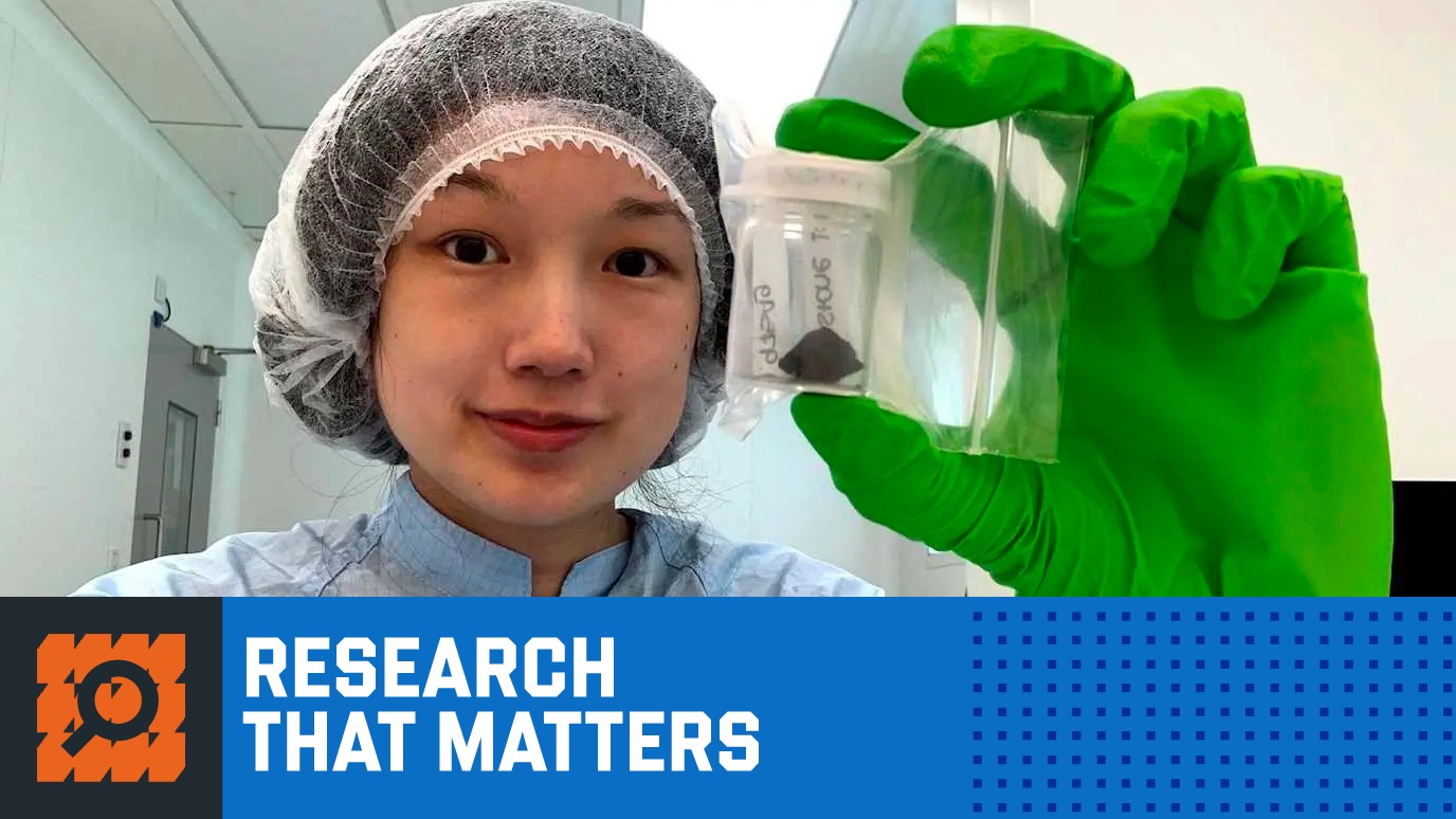 Queenie Chan - Research Stories Hero - blue 'Research that matters banner & icon