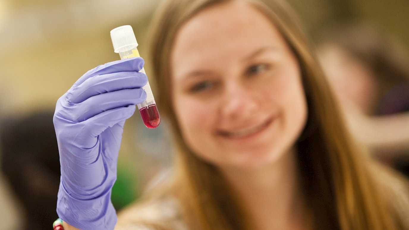 Student, test tube, blood, Biological Sciences - Biomedical Science