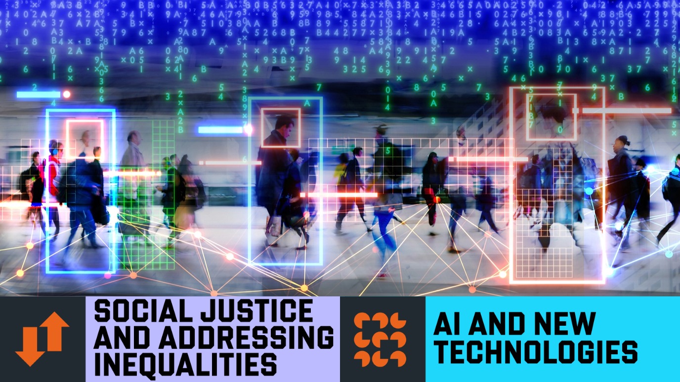 Digital security concept Research Hero (2) - Royal Holloway Areas of Strength icons 'Social Justice & Addressing inequalities' and 'AI & new technologies' Getty-1472801656