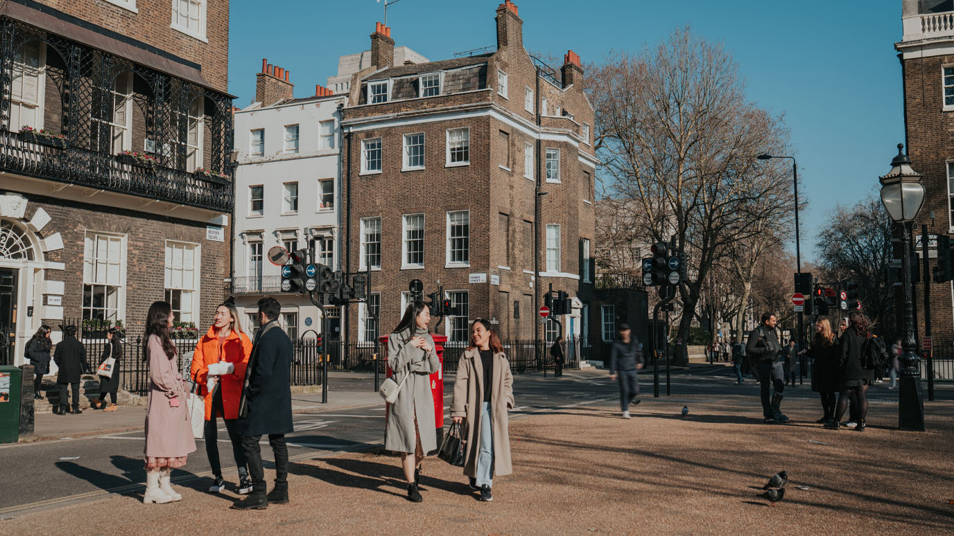 London campus Bedford square students walking 