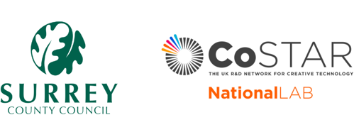 Surrey County Council logo and CoSTAR National Lab logo