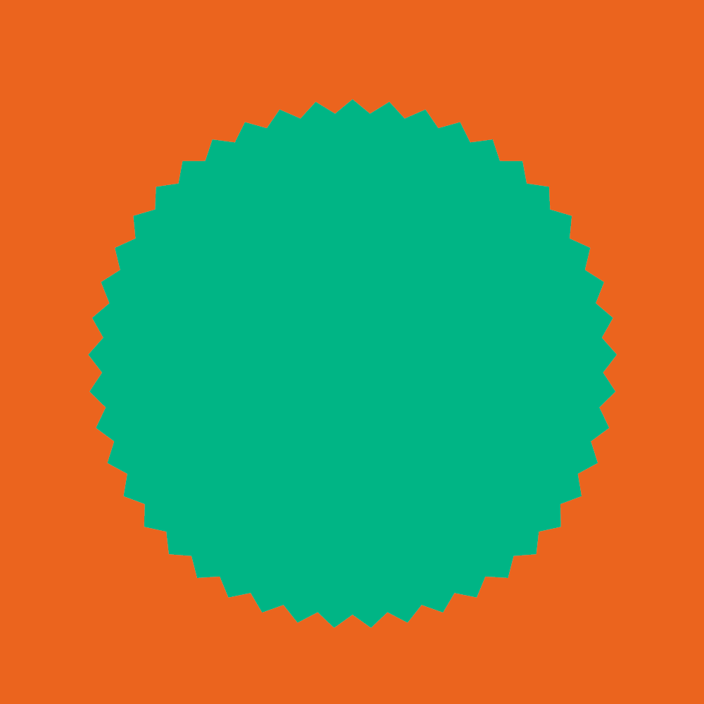 Circular pattern block orange and mid green